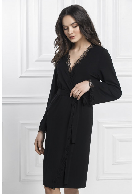 Dressing gown Patrisia, color: black-black — buy for 2299 UAH | Jasmine.ua