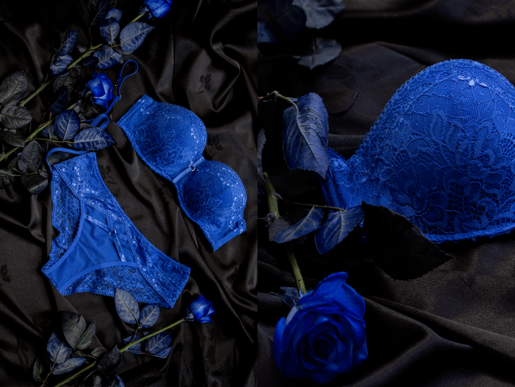 Push-up moulded bra MOKI, color: blue print — photo 2