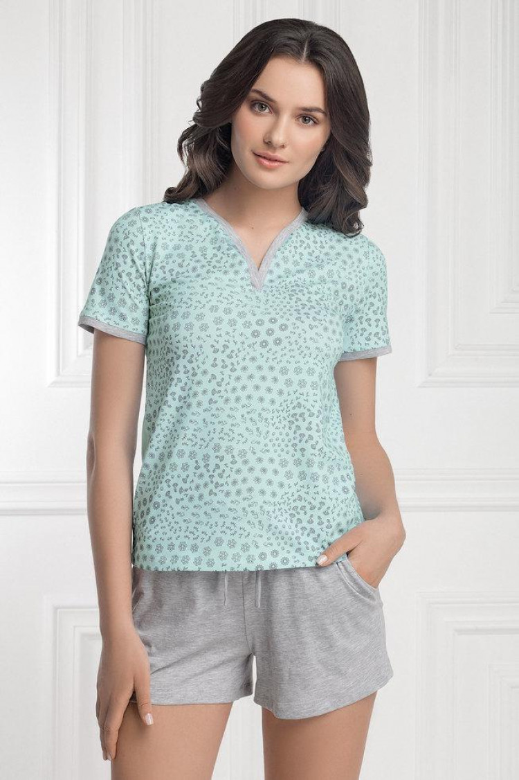 Pajamas - t-shirt Agata Color: - mint-gray  — photo 1