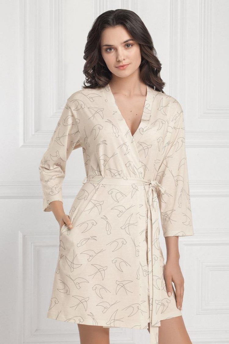 Dressing gown Helin, color: nude-black — photo 1