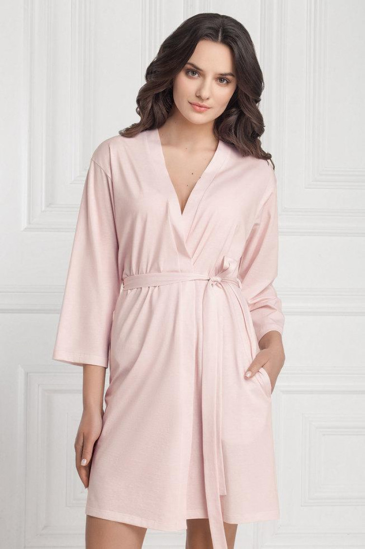 Dressing gown Orlanda, color: peach-white — photo 1