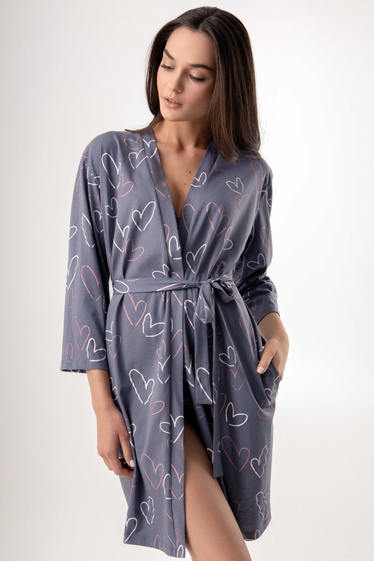 Dressing gown Beatrice, color: gray-rose — photo 1