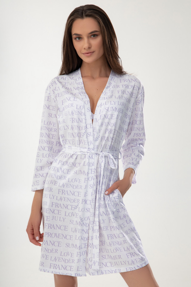Dressing gown Rihanna, color: white-lavender — photo 1