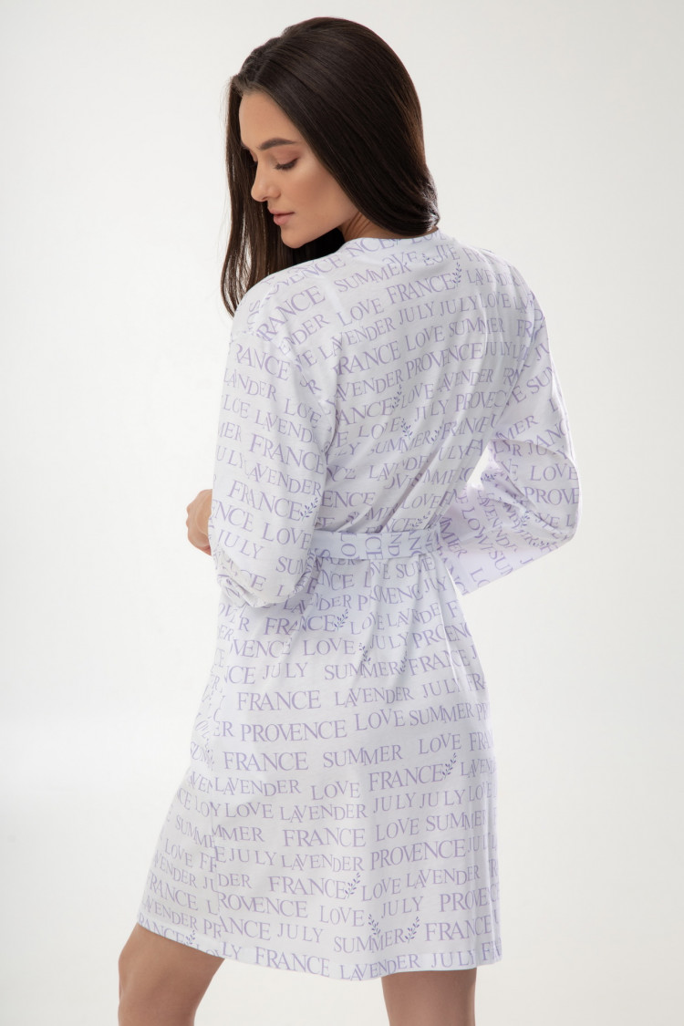 Dressing gown Rihanna, color: white-lavender — photo 2