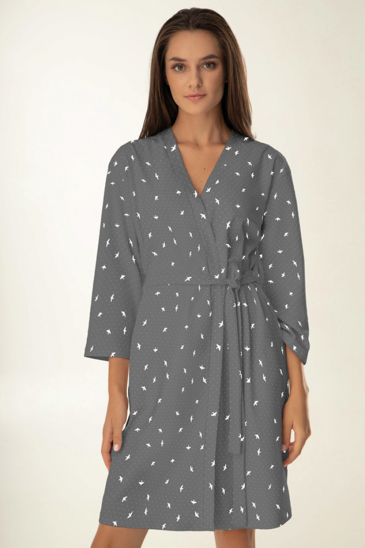 Dressing gown Marisa, color: gray-white — photo 1