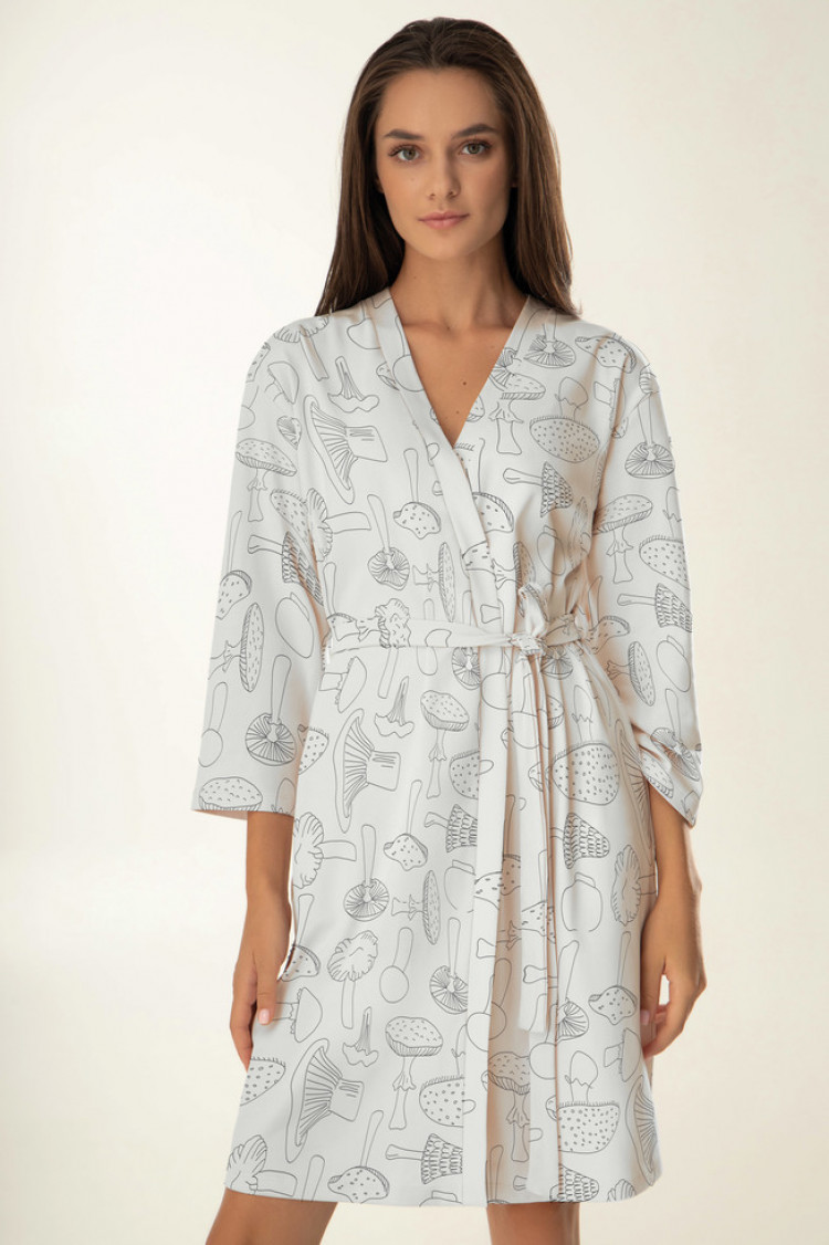 Dressing gown Welness, color: milk-gray — photo 1