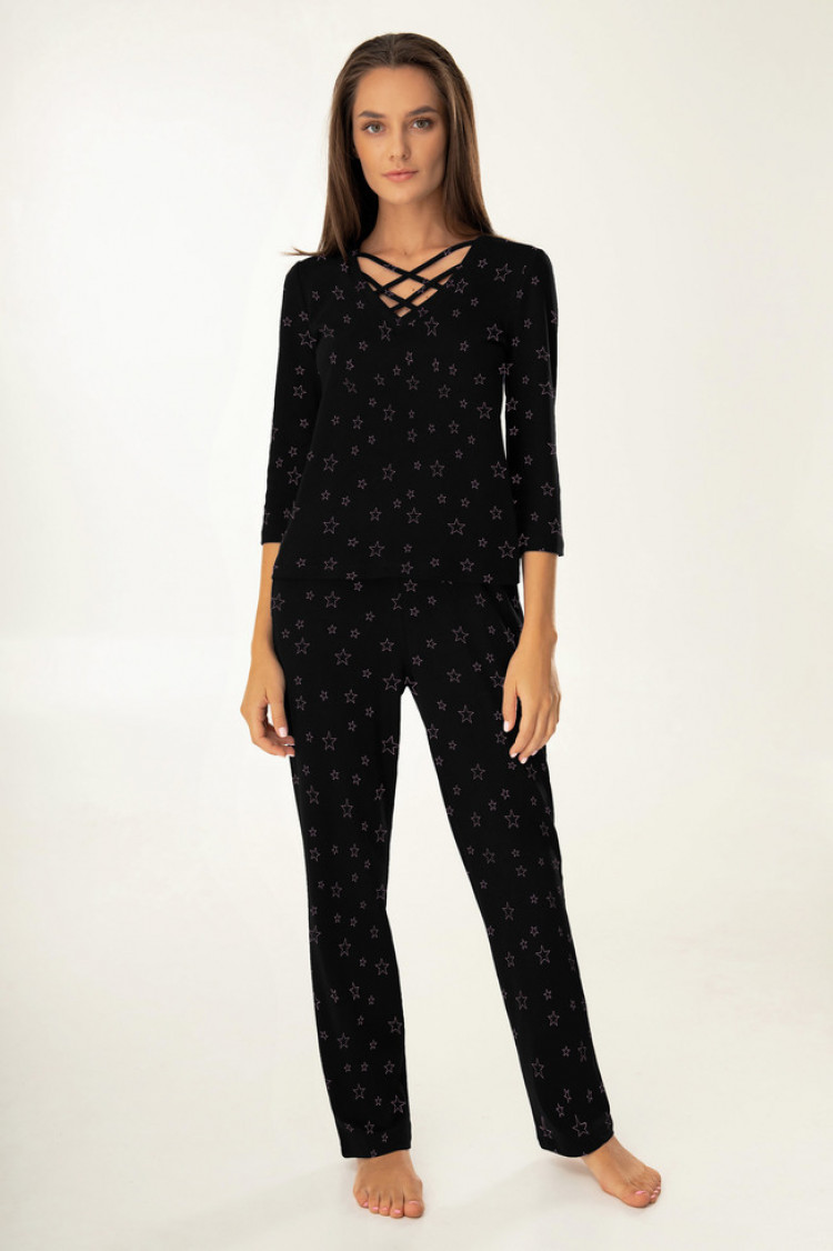 Trousers — Ketery, color: black-rose — photo 1