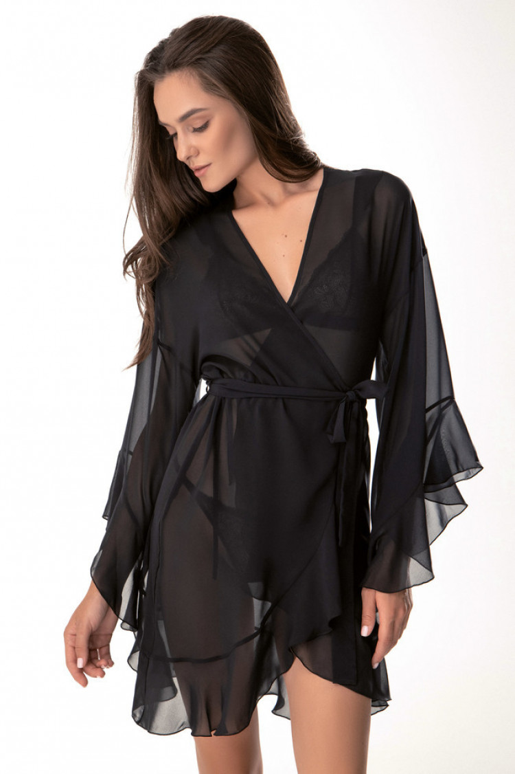 Dressing gown Veronica, color: black — photo 1