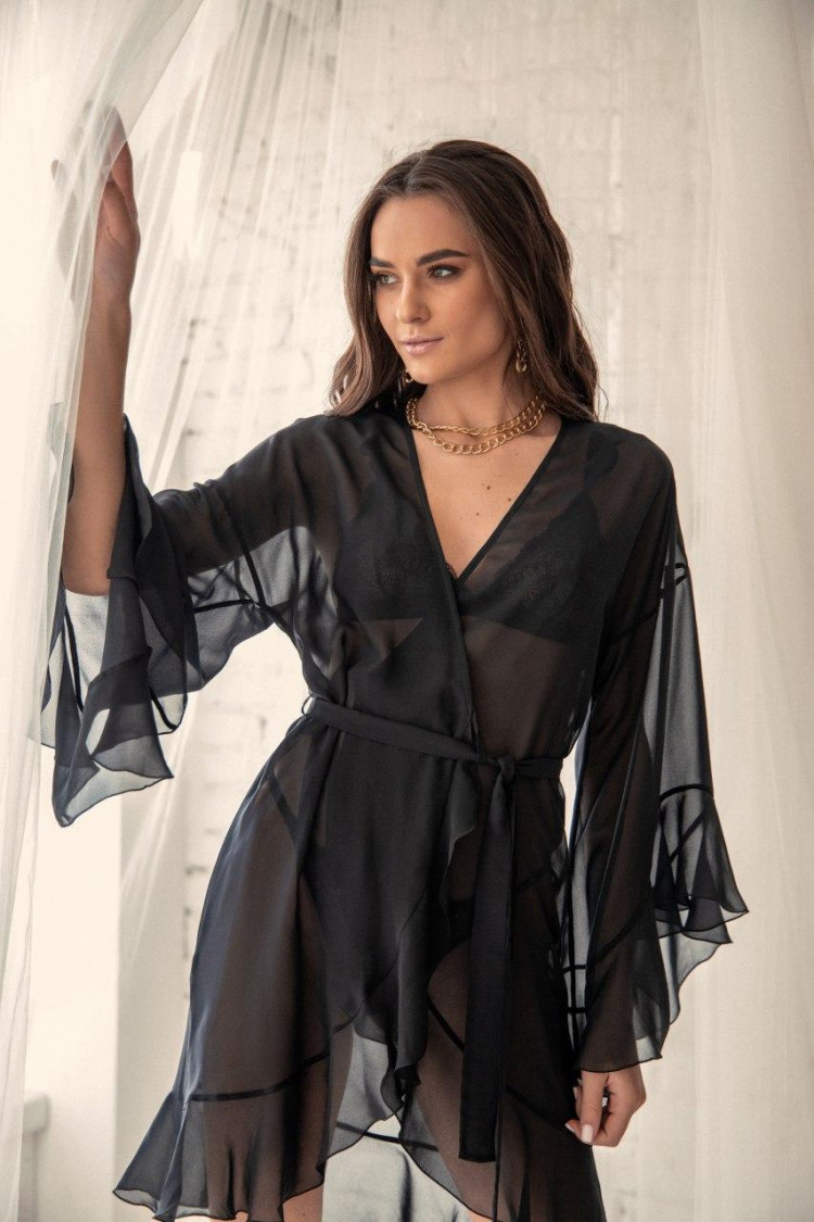 Dressing gown Veronica, color: black — photo 3