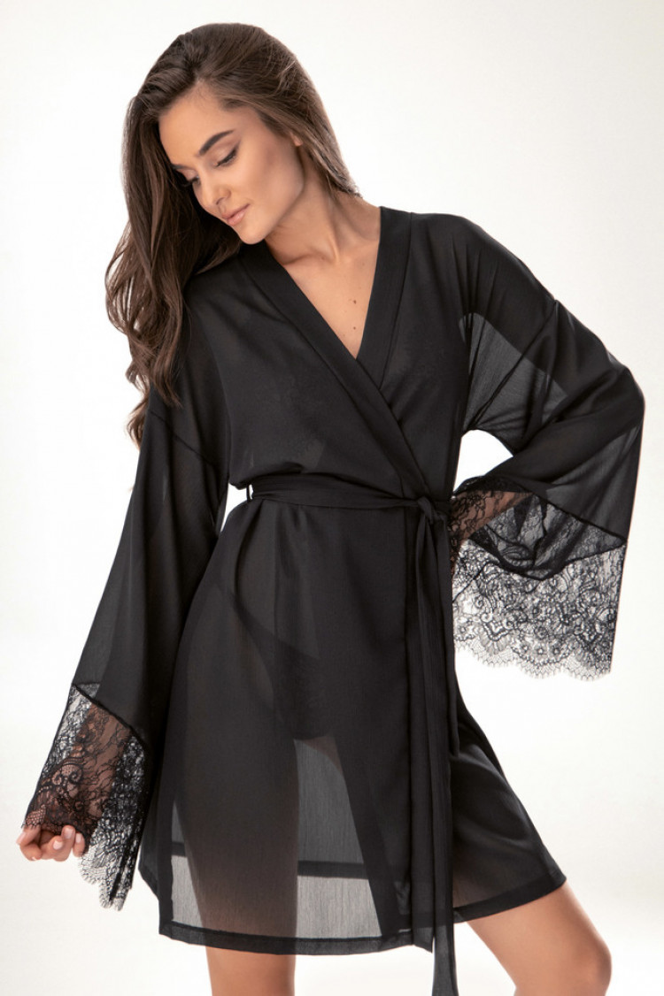 Dressing gown Liana, color: black — photo 1