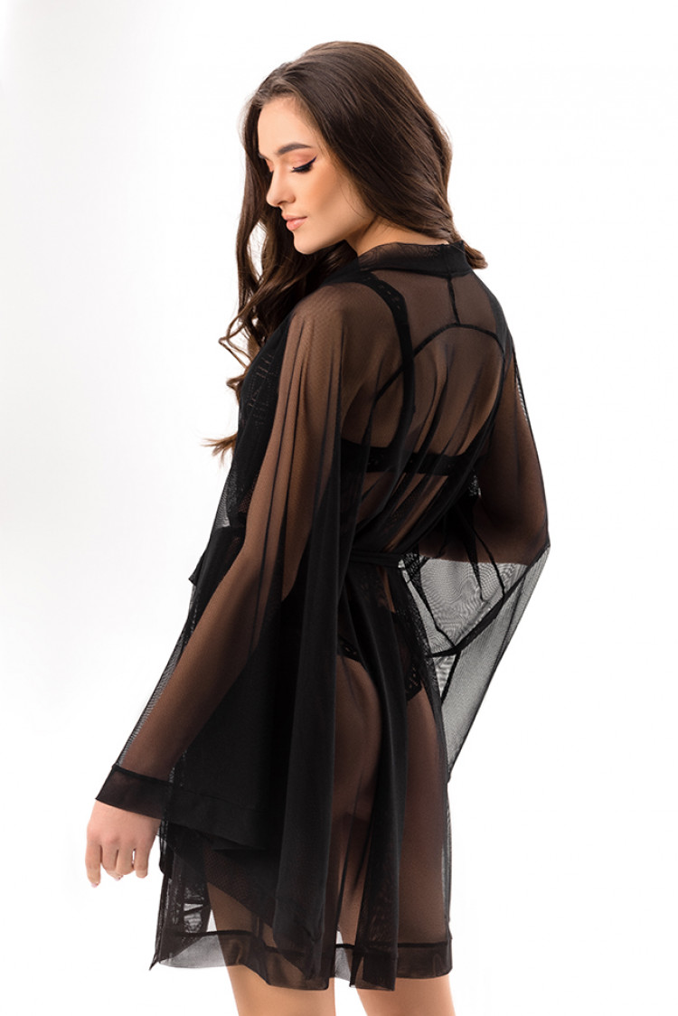 Dressing gown Kamalia, color: black — photo 2