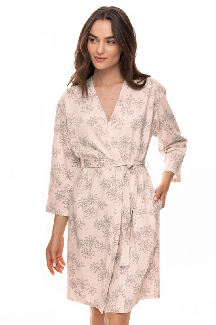 Dressing gown Margarita, color: rose-gray — photo 1